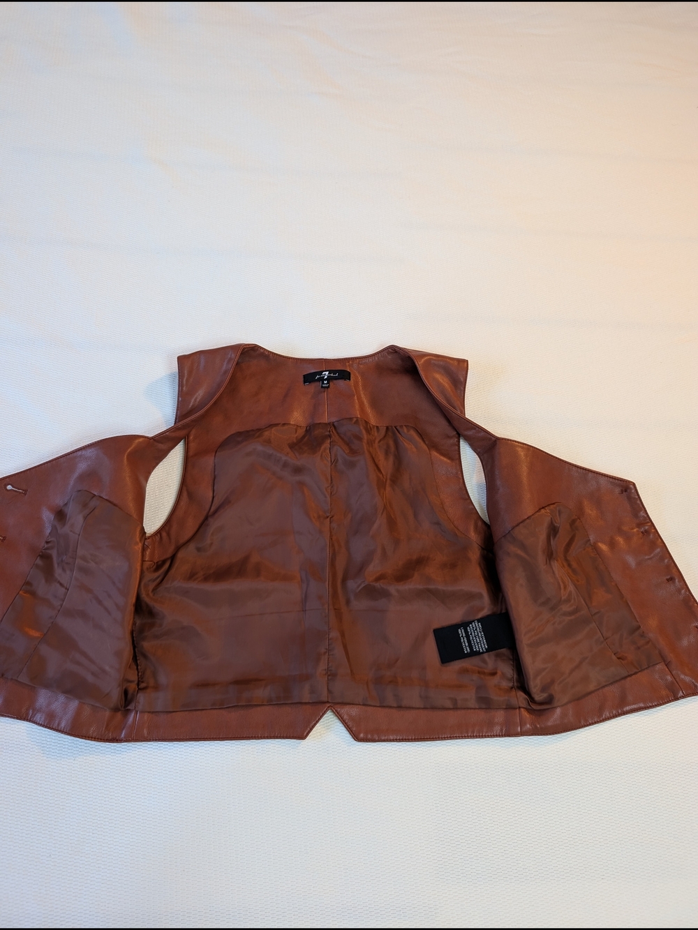 7 For All Mankind Chestnut Faux Leather Vest Size M - Picture 6 of 9